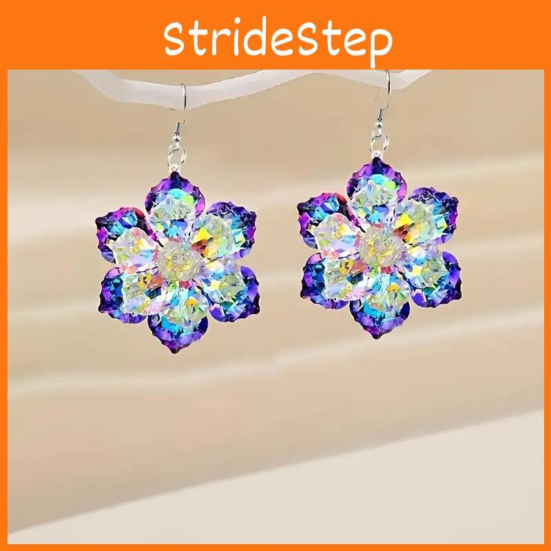 Winter Artistic Season Acrylic Earrings With Crystal Clear Snowflake And Leaf Patterns For Women