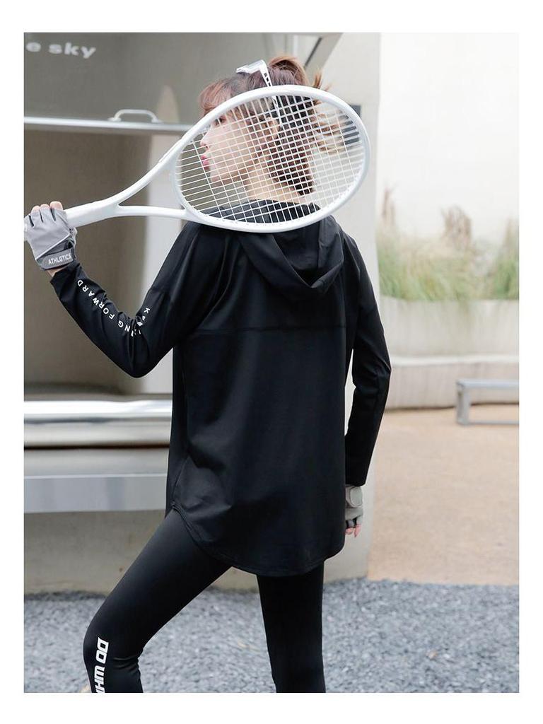 Dámská rychleschnoucí sportovní mikina s kapucí - Podzim/Zima Dlouhý rukáv Plus size pro běh, posilovnu a jógu