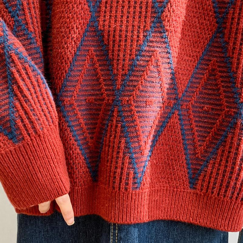 Mocana Women's Long Sleeve Argyle Knit Sweater