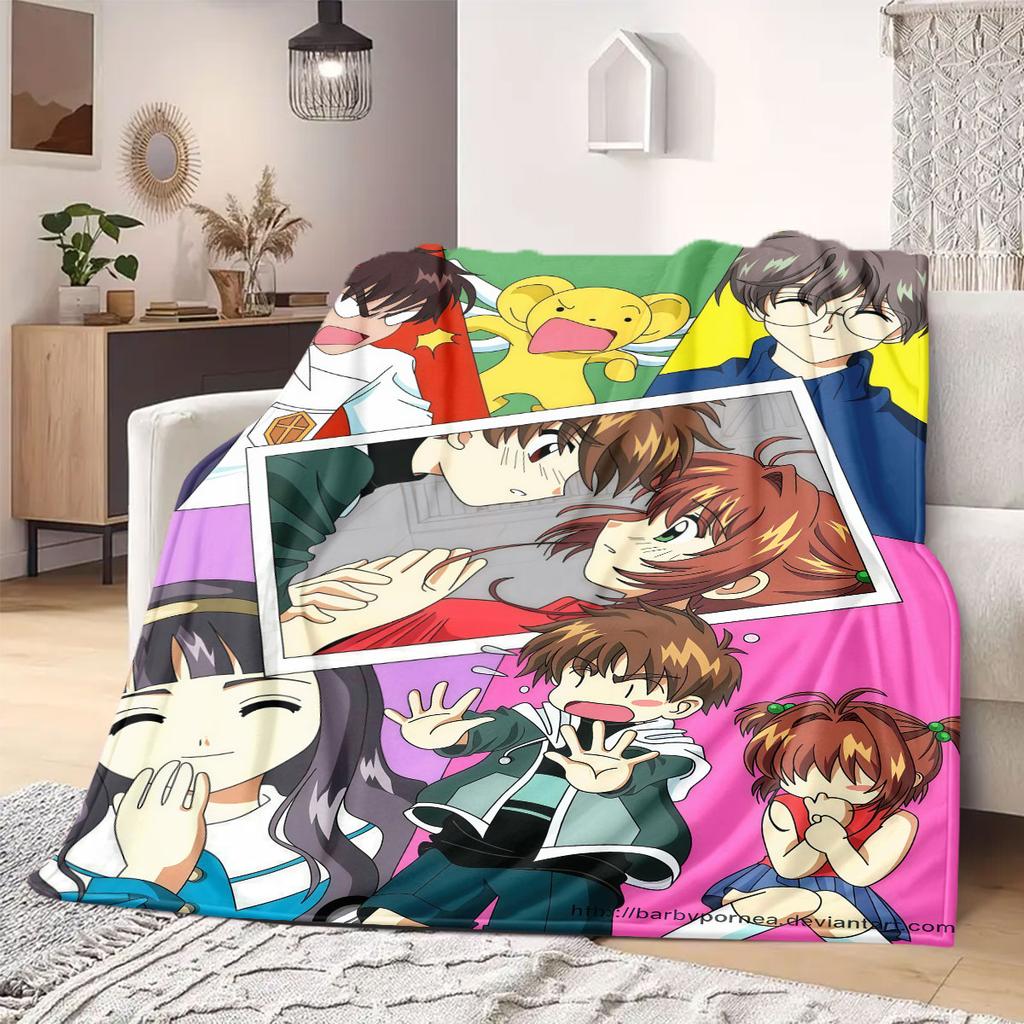 Cardcaptor Sakura Print Flannel Blanket, Cartoon Theme for Home Decor, All-season Bedding for Chairs, Travel Companion_LIAN