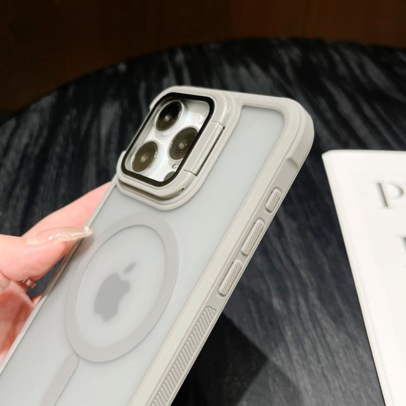 Luxury Bracket Stand Magnetic Phone Case for iPhone 16 15 14 Plus 13 12 11 16 Pro Max With Lens Protection Cover for Magsafe