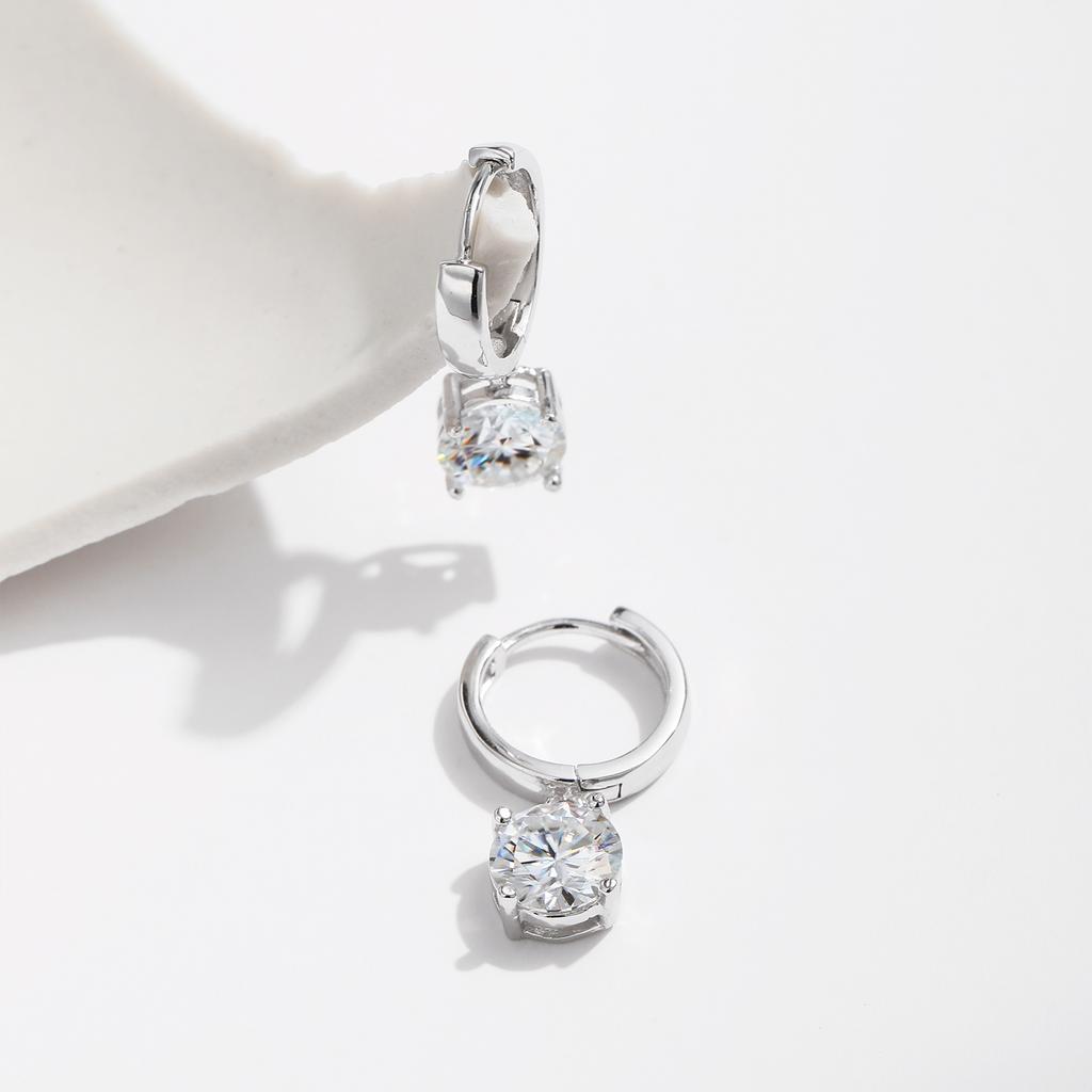 1.0CT D Color Moissanite Hoop Earrings Lab Created Diamond For Women 925 Sterling Silver Wedding Fine Jewelry Gift