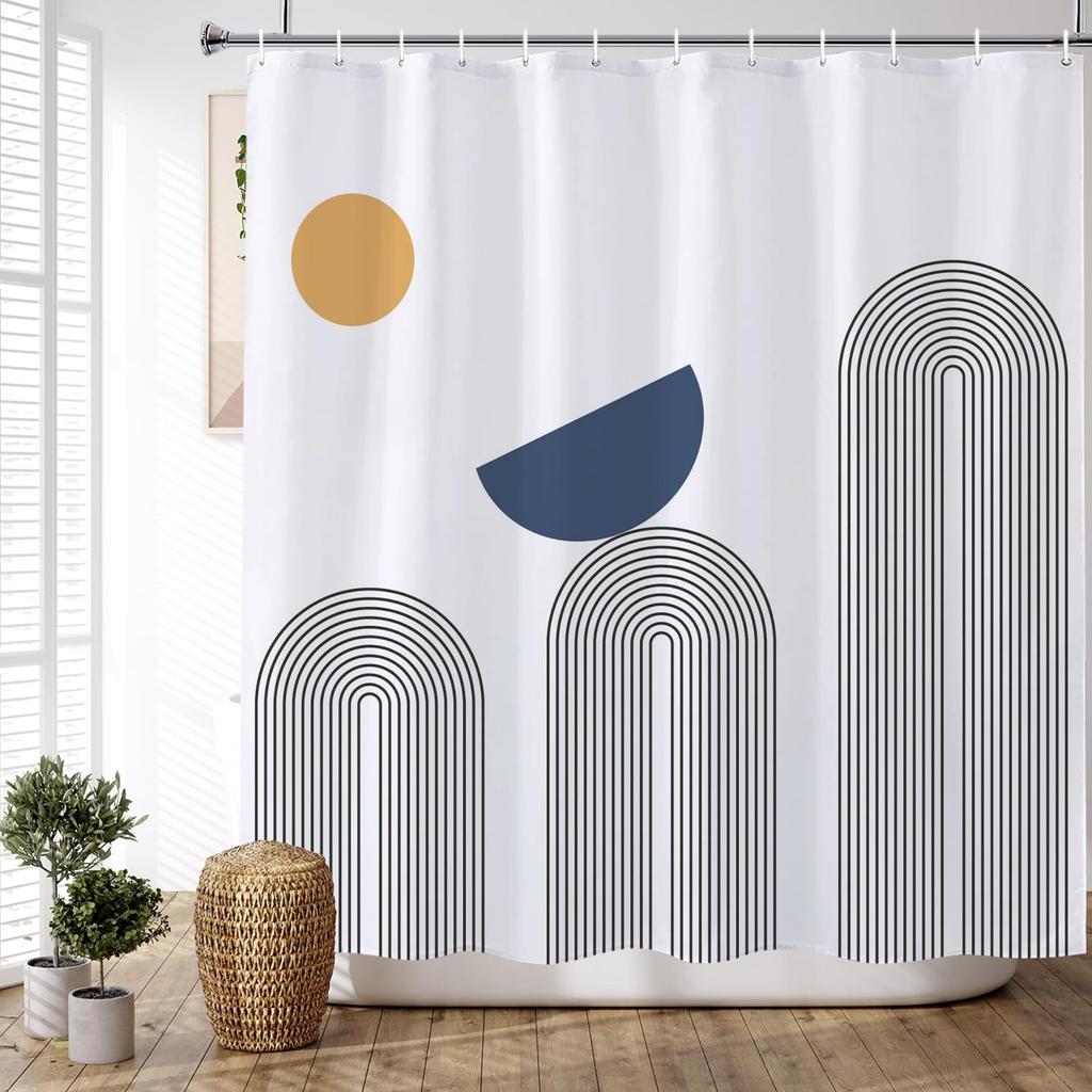 ChloropLastid Boho Shower Curtain for Bathroom Mid Century Modern Bohemian Abstract Geometric Fabric Waterproof  Shower Curtains