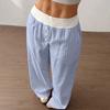 Ladies' Fashionable Casual Striped Wide Leg Pants