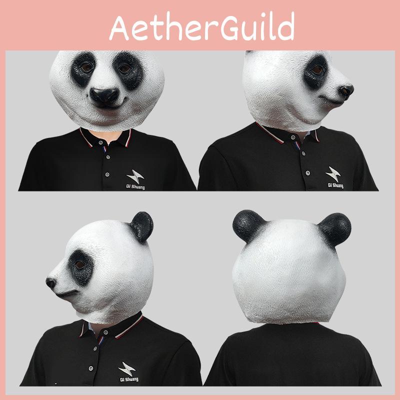 Cute Panda Headgear Hilarious Latex Mask For Festive Celebrations And Theatrical Events