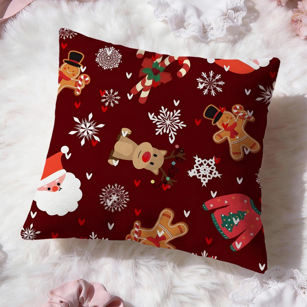 Christmas Cushion Cover Premium Comfort Reversible Pillow Cove -Two In One Design for Any Room & Car Interior