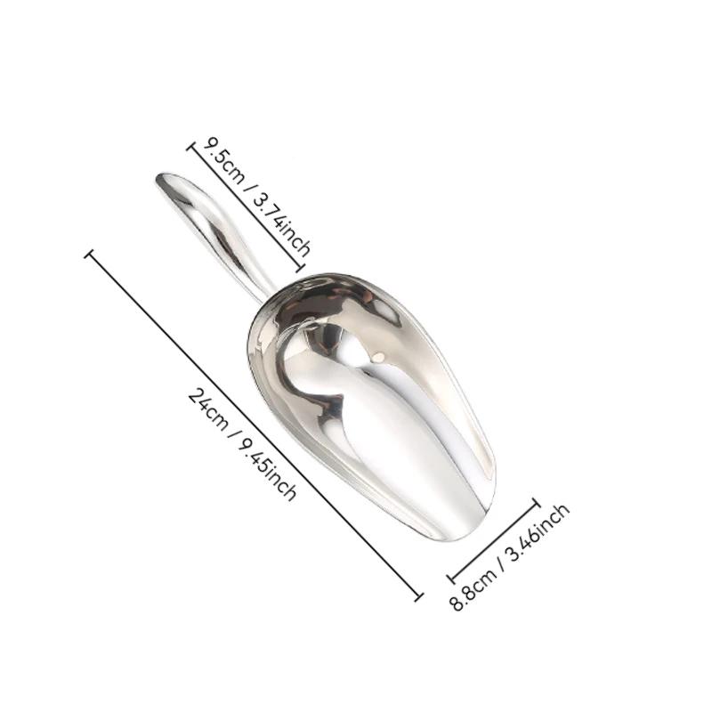 Stainless Steel Ice Shovel Coffee Beans Ice Cube Scoop Bar Ice Scraper Flour Nut Spoon Grain Dry Goods Shovel Kitchen Utensils