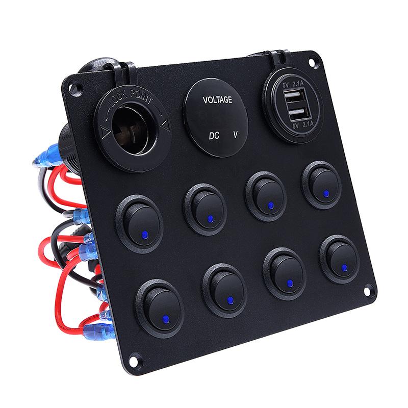 5 Gang 8 Gang Button Rocker Toggle Switch Panel Usb Control For Car Truck Marine Boat RV ATV UTV Camper Caravan Circuit Breaker