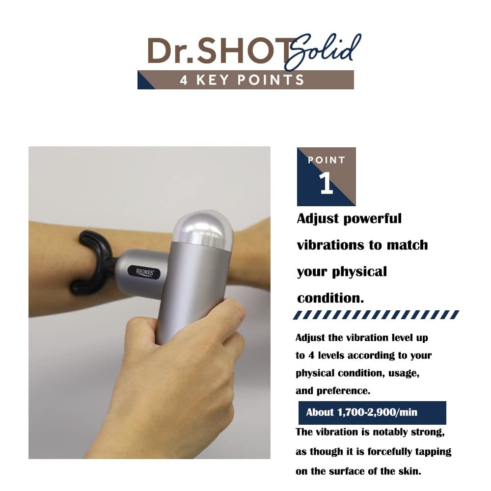 RIORES Solid Whole Body Care Lightweight 516g Ultra Small Compact Powerful Vibration Up To 2900 Minute Pocket Size Rechargeable Portable Doctor Shot