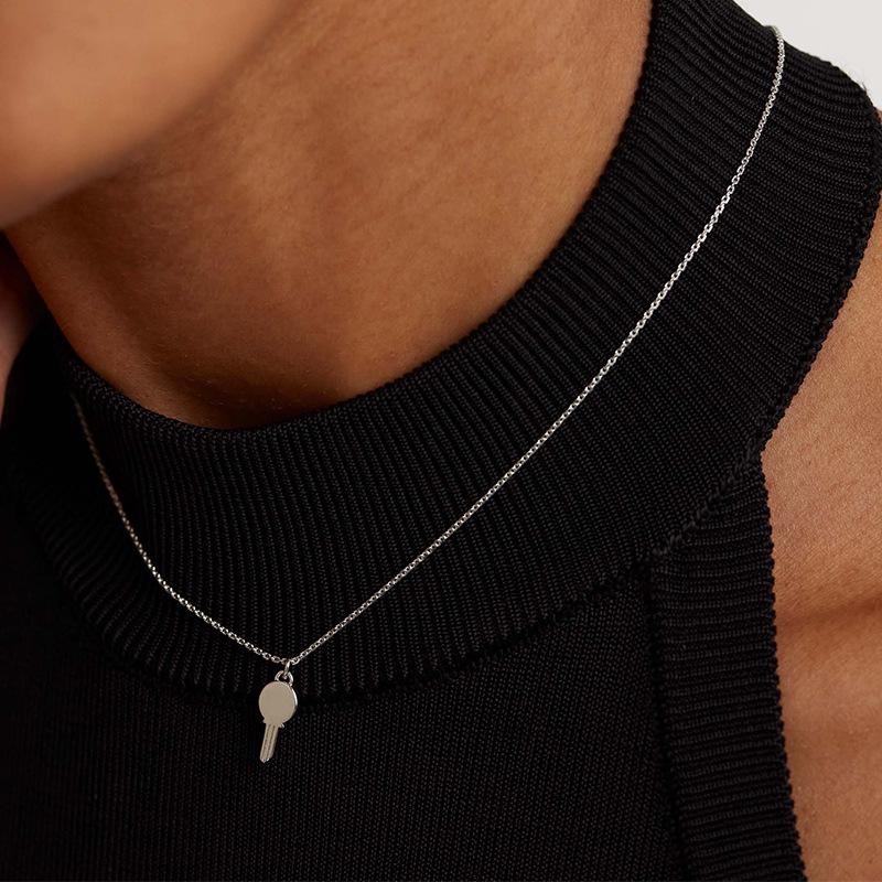 925 Silver Key Pendant Necklace - Women's Clavicle Chain, Cold Style, Couple's Niche Design