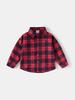 2026 Spring Kids' Blue Plaid Embroidered Long Sleeve Shirt for Boys