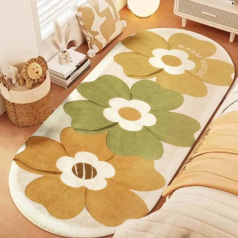 

Ковер из полиэстера с высоким ворсом, моющийся ковер с полосатым цветочным узором, машинного плетения, нестандартной формы, для спальни, гостиной и внутренних помещений 40*60cm