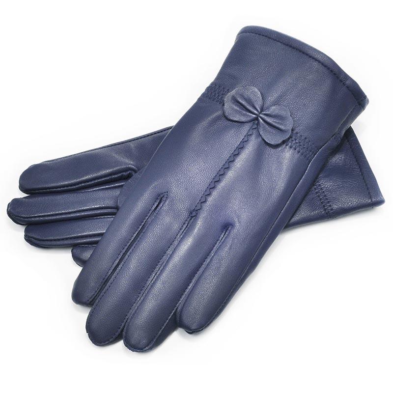 Gants en cuir pour femmes, couleur unie, gants de Protection chauds, accessoires d'extérieur, automne et hiver