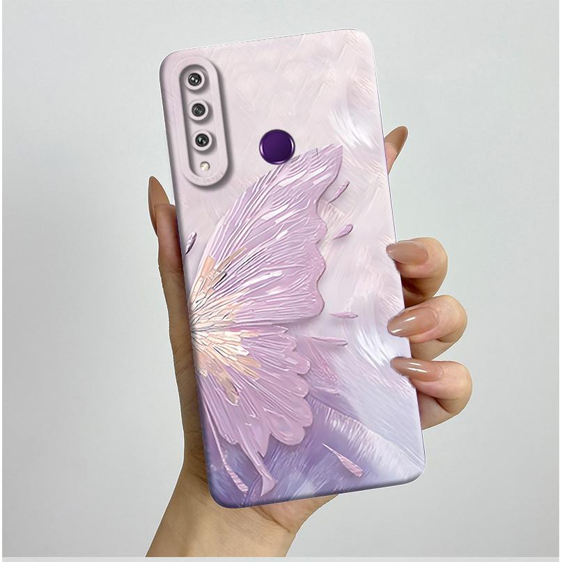 Für Huawei Y6p Hülle MED-LX9 Hübsche Schmetterlingsblumen Coque Weiche Flüssigsilikon Handyhülle Für Huawei Y7p Y 6p 2020 Rückseite