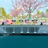 6Pcs Car Cute Pandas Resin Ornament Rearview Mirror Decoration Center Console Doll Ornament Interior Accessories Auto Ornament