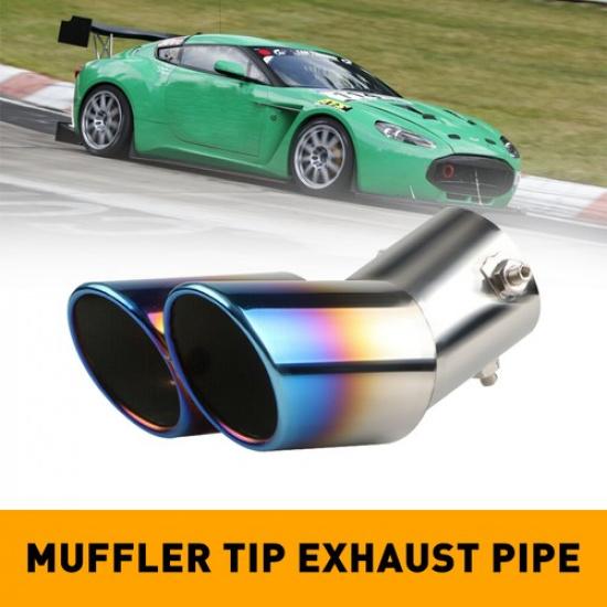 Car Auto Rear Exhaust Dual Tail Pipe Muffler Tip Tailpipe Auto Throat Parts Blue