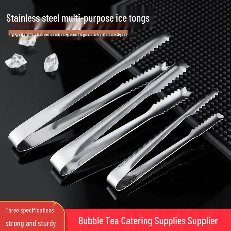 Stainless Steel Multi-Purpose Tongs: Perfect for Ice, Food, Bread, Fruits, Grilled Sausage, and Lemon
