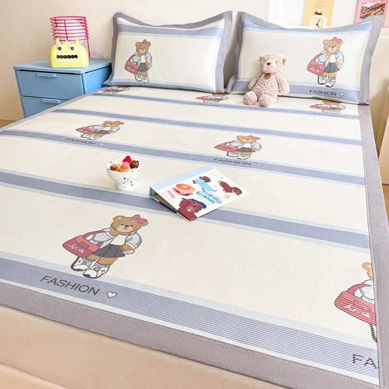 Premium End Animated Ice Silk Bed Mat Summer Cool Down Sleeping Mat Bed Adult Child Washable Cooling Bed Pad and Pillowcases