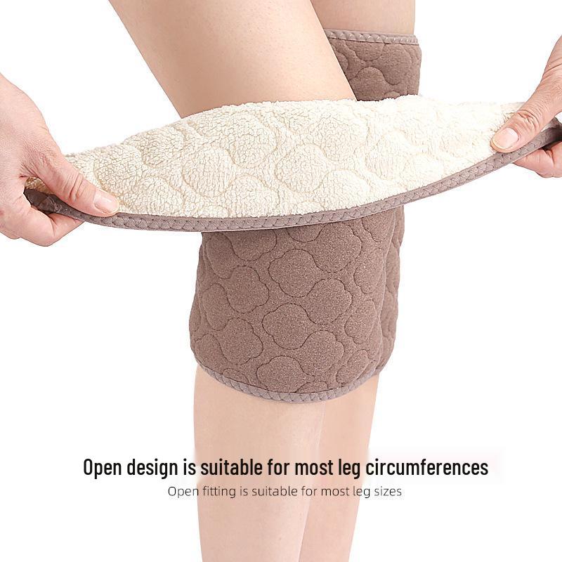 Unisex Triple-Layer Velcro Fleece Knee Pads for Autumn & Winter - Thick, Warm, Protective Gear.