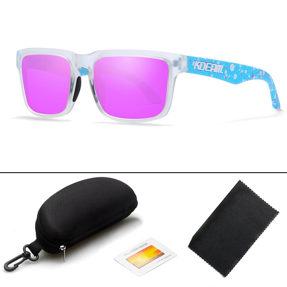 KDEAM Unisex Square Polarized Sunglasses Outdoor Retro Style Lightweight Comfortable Fashion Women Sun Glasses With Hard Case
