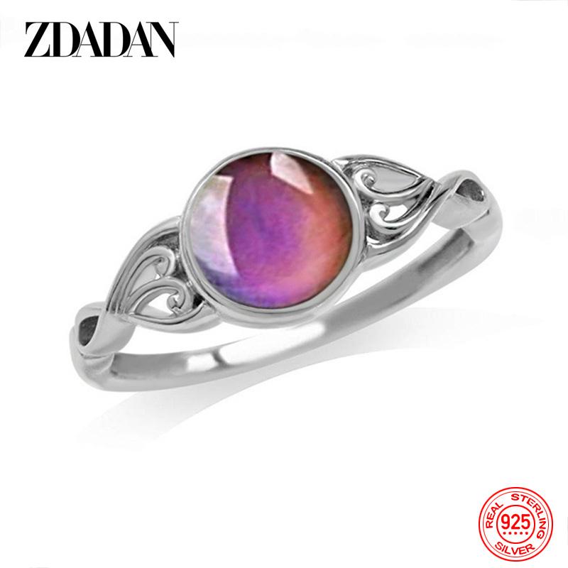 925 Silver Oval Mood Temperature Change Ring for Women Charm Wedding Party Jewelry Gifts