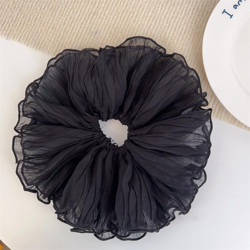 Oversize Wrinkled Elastic Hair Scrunchie Large Handmade Band Crepe Mesh Hair Tie Ponytail Holder Hair Accessorie For Women Girls