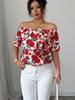 Camisa Oversize de Manga Corta y Un Hombro para Mujer, Estilo Vacaciones de Verano con Cuello Volante en Capas