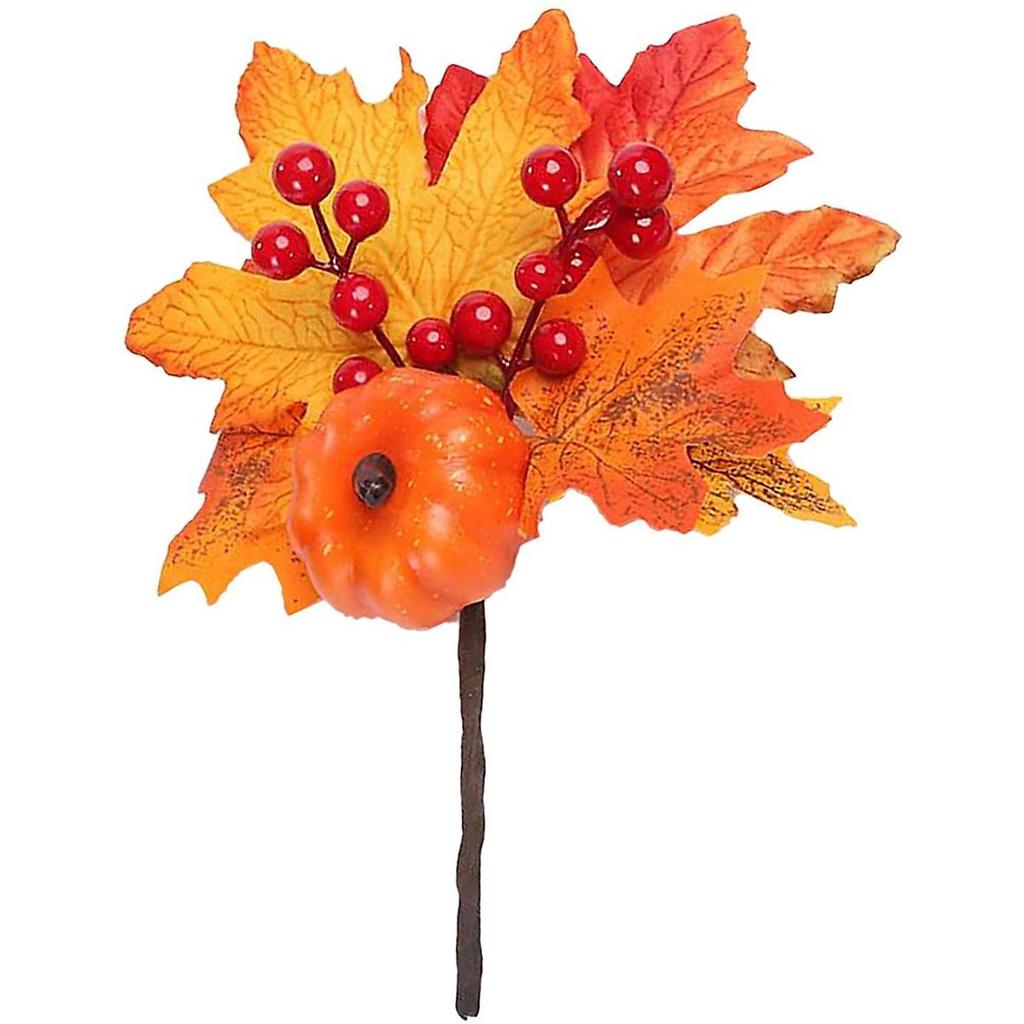 Home Autumn Decoration Christmas Fall Artificial Maple Leaves Berry Stem Faux Branches Fake Pumpkin