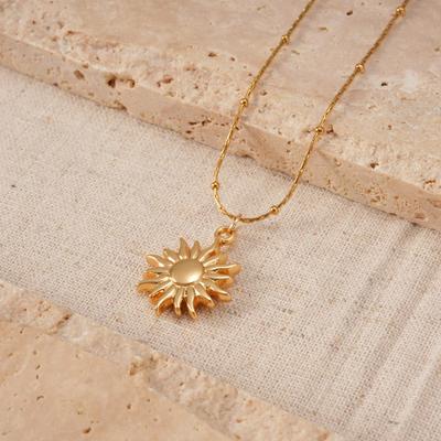 Japanese-Korean Sunflower Necklace: Elegant & Colorfast, Collarbone Chain Jewelry, Exquisite Light Luxury for Women