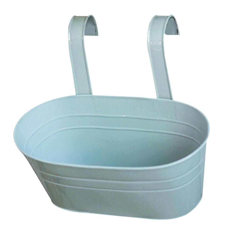 Iron Hanging Flower Pots Balcony Planters Garden Pots Flower Holders Double Hooks Oval Bucket Wall Hanging Decor