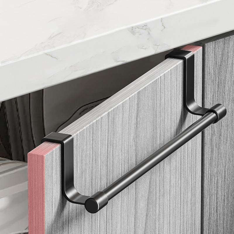 Towel Rack Over Door Stainless Steel Towel Bar Storage Organizer Bathroom Kitchen Cabinet Door Hanging Towel Rack