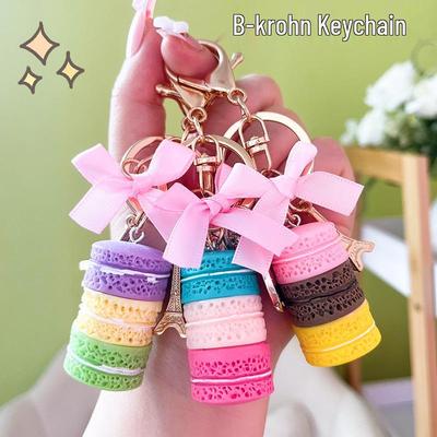 Exquisite Macaron-Kuchen-Schlüsselanhänger - Niedlicher Paar-Taschenanhänger, Stilvoller Autoanhänger