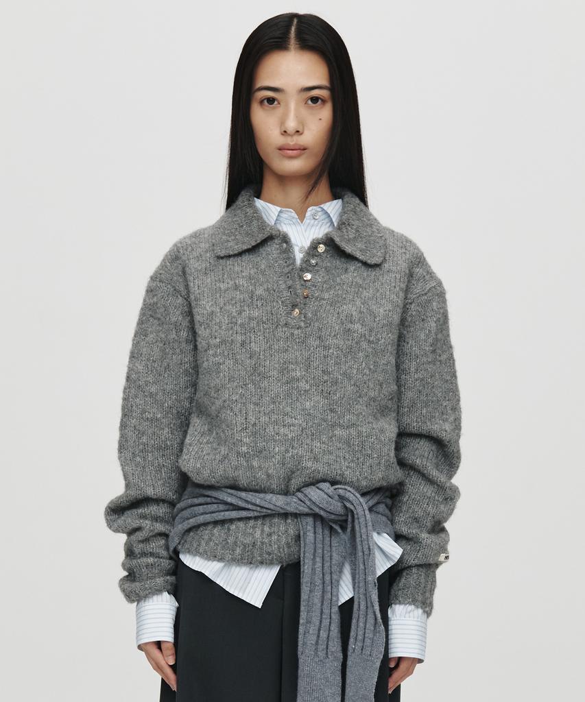 Hoite Het Mohair Polo Knit (Charcoal)