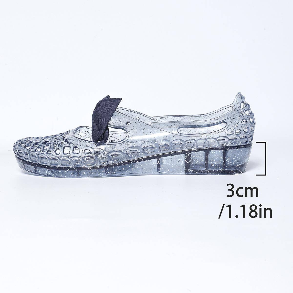 

Модная летняя женская обувь, хрустальные сандалии, женские сандалии на танкетке, ПВХ, желе, женские повседневные сандалии-слипоны с бантом для улицы, сандалии 36 чёрный