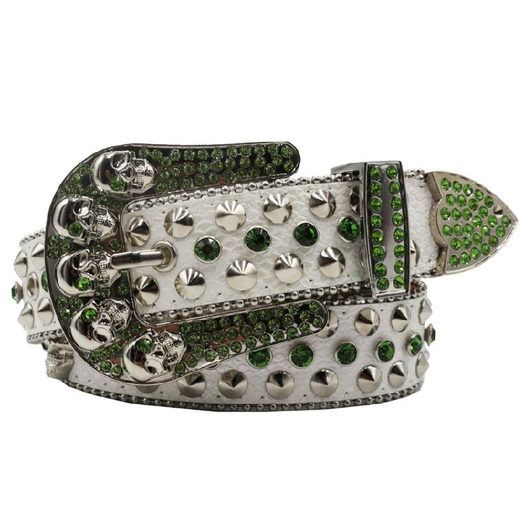 Grunge Waist Belt Jeans Belt PU Belt Casual Ceinture Punk Skull Crystal Buckle Modern Belt Street Dance Belt