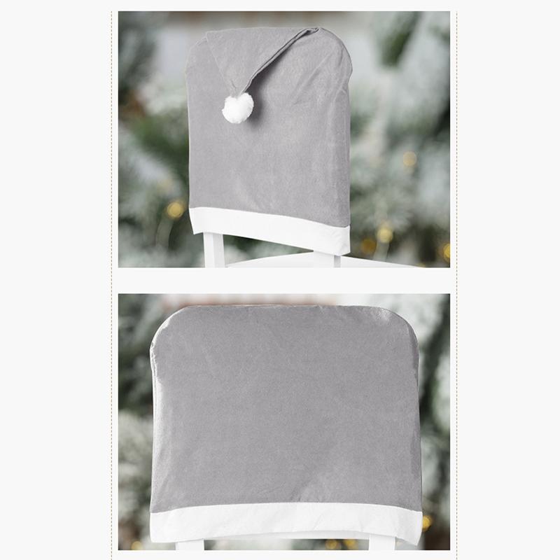 Christmas Grey Hat Chair Back Cover Xmas Chair Decoration Christmas Home Decor