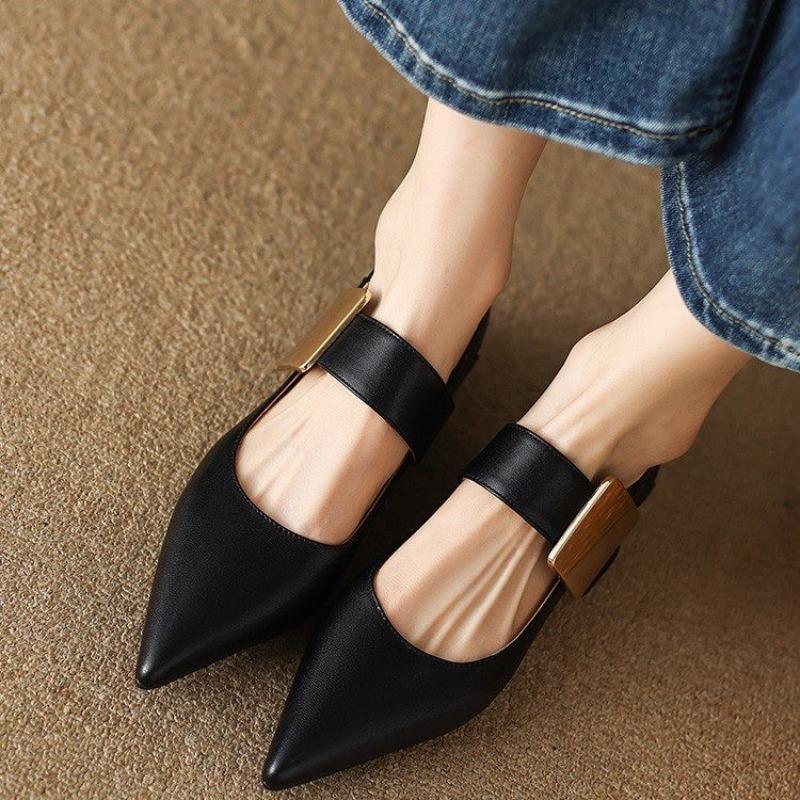 Women Nature Suede High Thick Heels  New 2025 Spring Black Apricot Square Toe Pumps Elegant Lady Metal Decoration Shoes