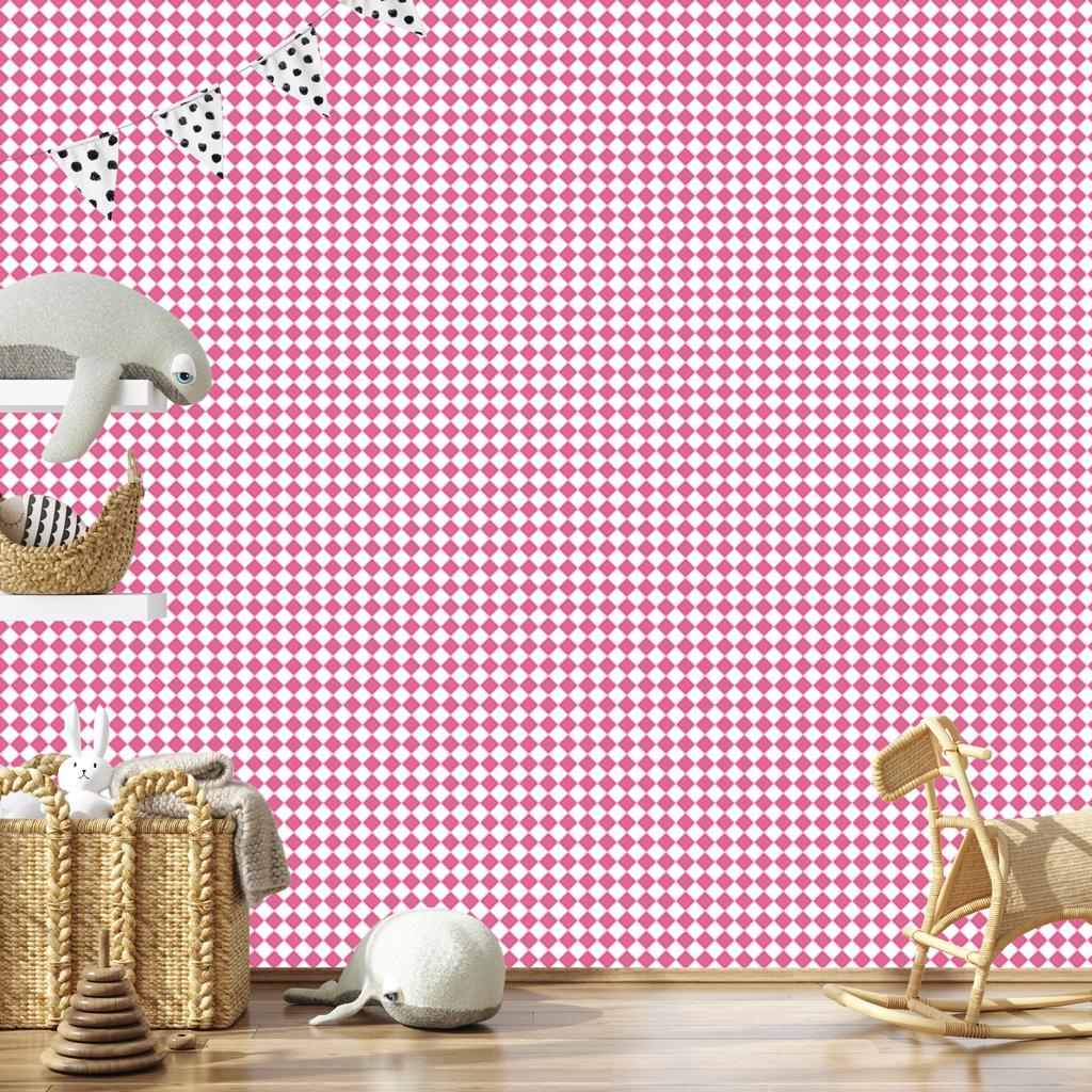 Geometric diamonds wallpaper powder pink, powder pink center 50x1000