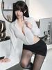 Sexy Female Office Lady Cosplay Leotard Mini Tie Open Fancy Free Event [SENMHS] Teacher, Secretary, Costume, & Skirt, Included, Neckline, Seductive,
