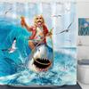 Funny Cat Dinosaur Shower Curtain Fishing Japanese Ocean Wave Rustic Wood Farmhouse Fabric Kids Bath Curtains For Bathroom Decor