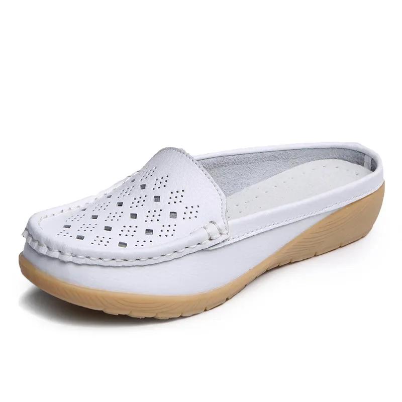 Fashion New Women's Wedge Shoes Female Round Toe Hollow Out Casual Half Slippers Moccasins Leisure Ladies Slip on Sneakers Mules