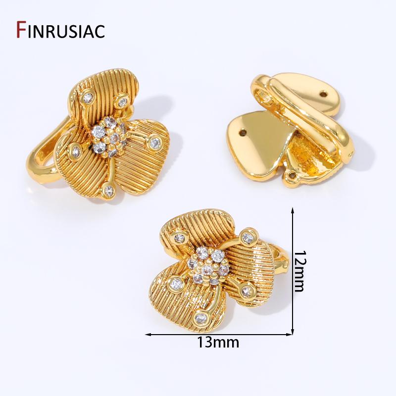 

18K Gold Plated Brass Flower Shape Pendant Pinch Bail,Charm Pinch Bail Clasp Connectors For DIY Necklace Jewelry Making Supplies 2 pieces