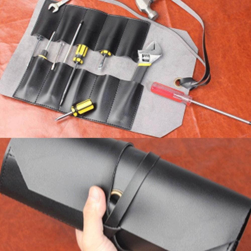 Pouch Tools Pouch Case Leather Folding Bag Tool Roll Up Bag Tool Storage Bag Carry Tool Organizer