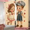 2D Flat Printing 2pcs Scene Curtains Valentine's Day Holding Hands Digital Printed Polyester Drapes Festive Wall Decor Perfect