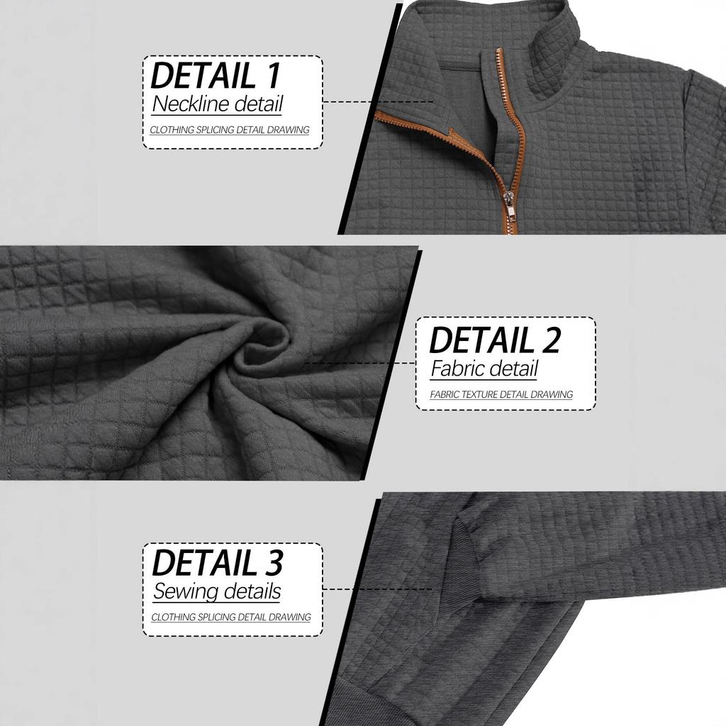 Men's Waffle Sweatshirt Long Sleeve Pullover Quarter Zipper Up Stand Collar Fall Casual Sweat Shirts Turtleneck Pullover Henley Mock Neck Tops for Men