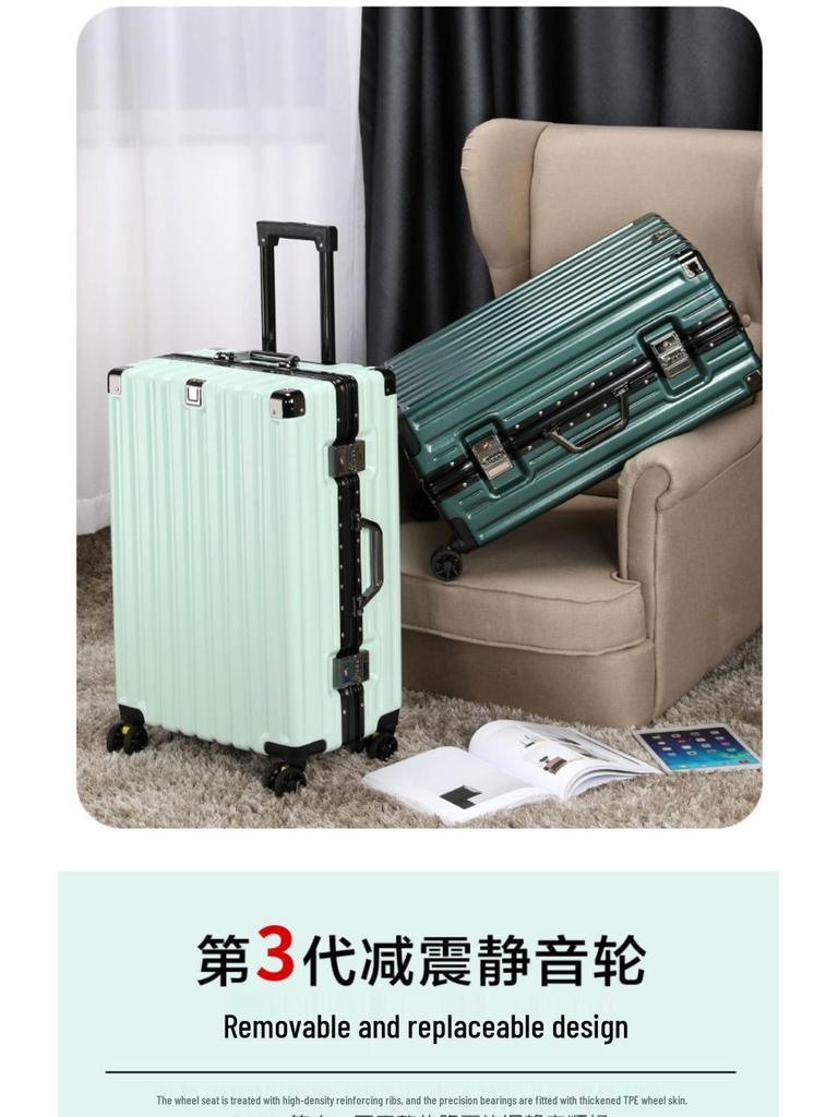 Durable Leather Carry-on Trolley with Combination Lock for Students and Men