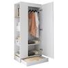 Wardrobe 70*40*170cm, Single-Door Design, with Shelves and Drawers, Pure White