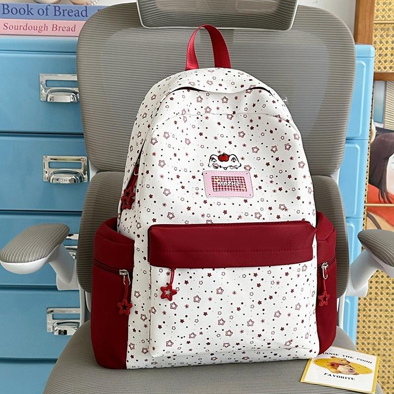 Schoolbag New 1011 College Style Backpack Light and Cute Junior High School High School Students Sweet Stars High Value Backpack