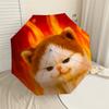Flaming Feline Fun: Customizable Cat Print Umbrella - Auto Open/Closed, Outdoor Travel Essential, Lightweight & Durable 033
