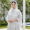 Neck Wrap Embroidered Floral Headwrap Breathable Translucent Long Lace Scarf Scalloped Skin-Friendly Sheer Shawl Elegant Lady
